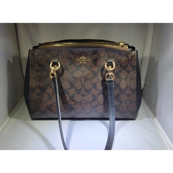 Coach Etta Carryall Signature Cross grain Shoulder bag with strap F77881